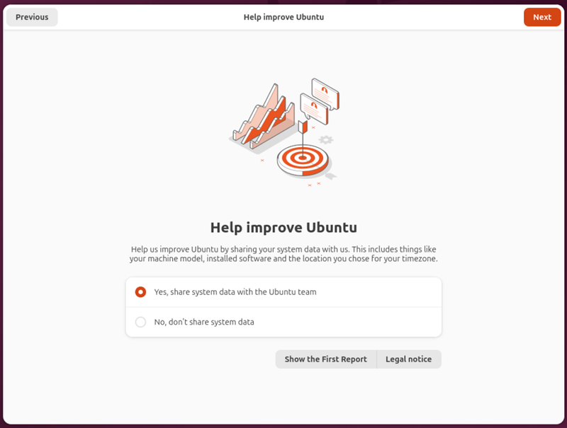 Consent request during installation of Ubuntu Desktop