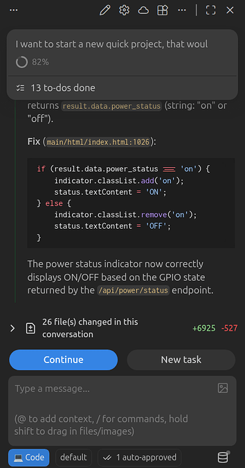 My full discussion with the AI agent in Roo Code. 6925 lines, 527, 26 files generated