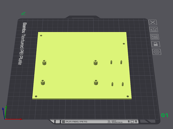 My 3D printer software showing the plastic ITX mount 3D model
