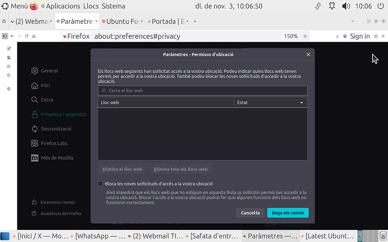permisos > ubicació